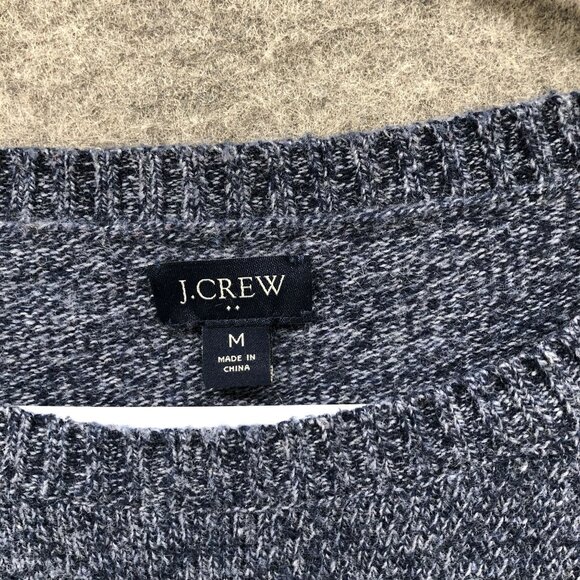 J. Crew Stretch Wool Sweater Mens M Crewneck Blue Heather Pullover Navy - Picture 5 of 8